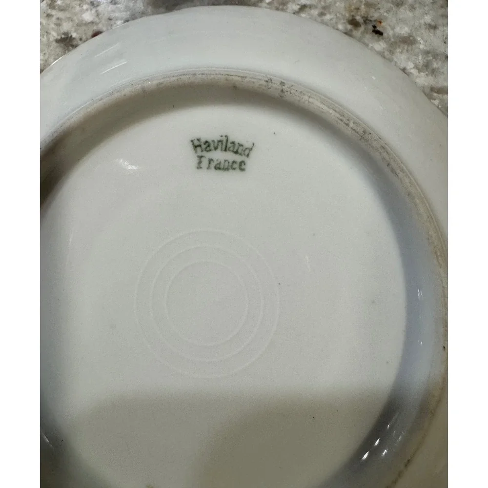 Haviland France Limoges Porcelain Saucer Scalloped Gold Gilded Rim White 5 inch
